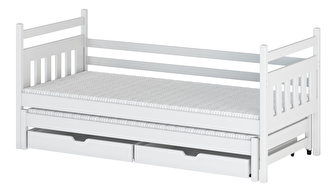 Dětská postel 80 cm DANNY (s roštem a úl. prostorem) (bílá)