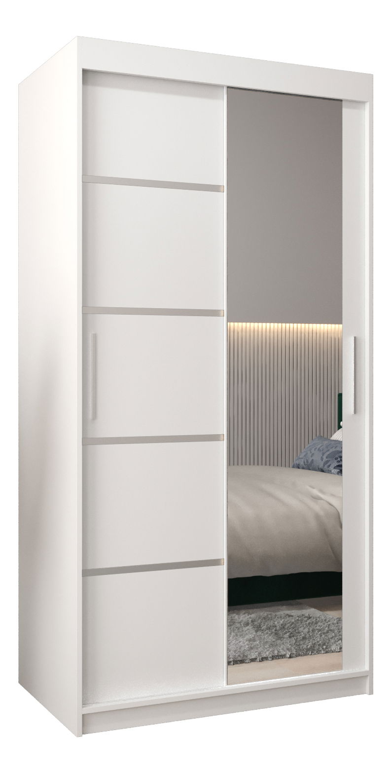 Šatní skříň 120 cm se zrcadlem Verika 2 120 (bílá)