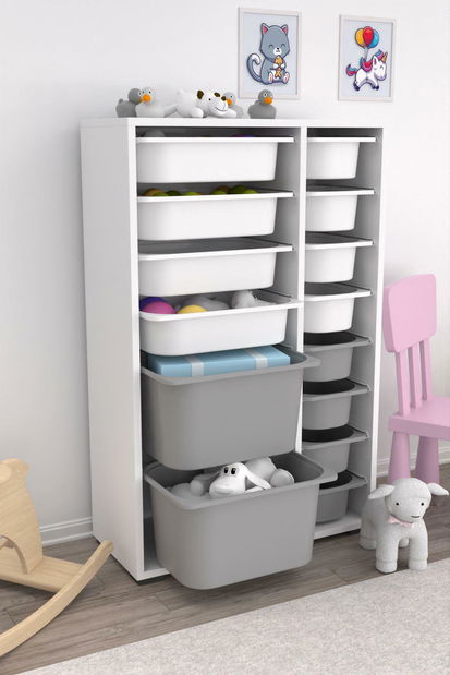 Organizér na hračky Dremonka 7 (bílá + šedá)