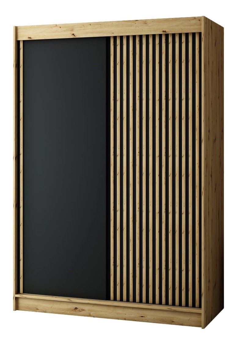 Šatní skříň 150 cm Ladonna (dub artisan + černá matná)