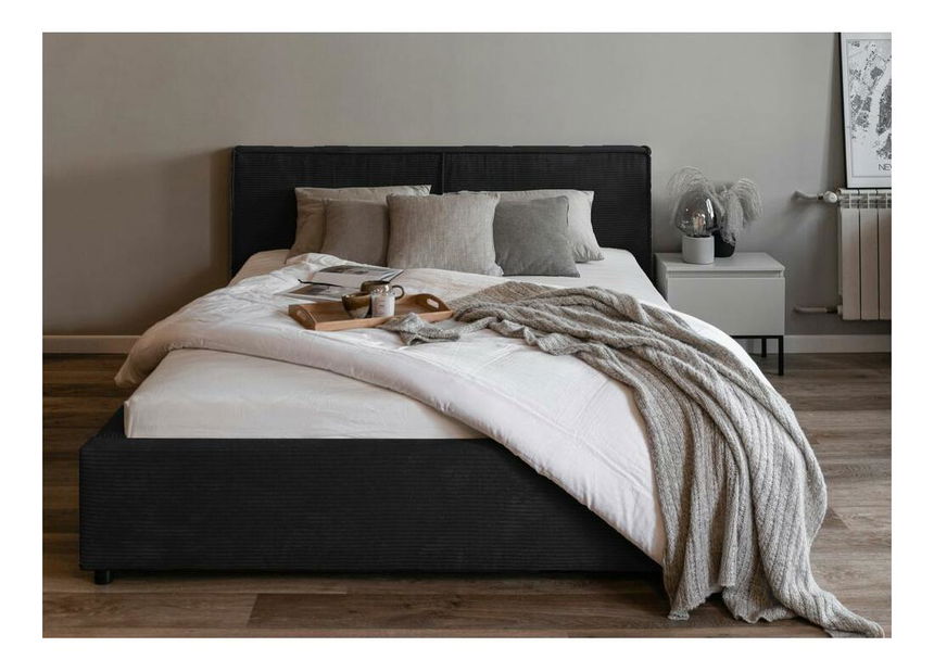 Manželská postel 160 cm Fatime (s roštem) (s úl. prostorem) (černá)