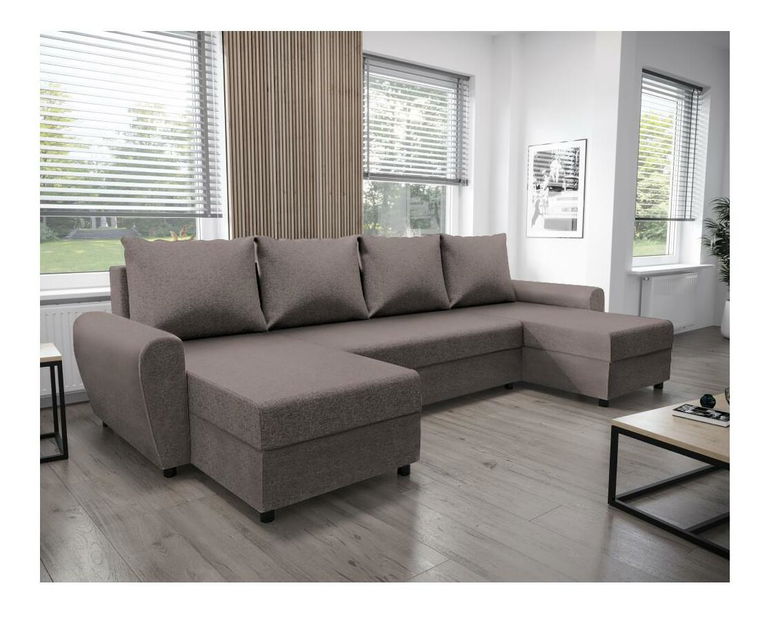 Rohová sedačka ve tvaru U Debiera (béžovošedá) (s úl. prostorem)