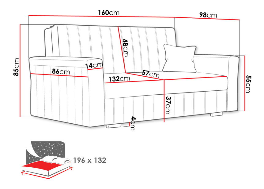 Rozkládací pohovka Carivia Glam III (Paros 05) (s úl. prostorem)