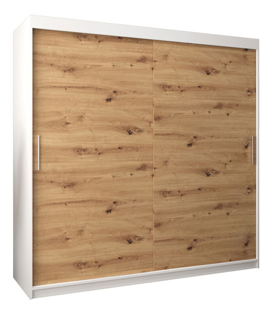 Šatní skříň 200 cm Toki (Bílá matná + Dub artisan)