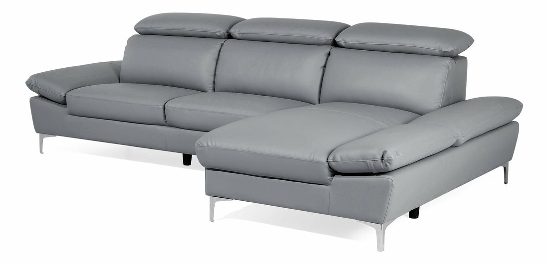 Kožená Rohová sedací souprava Farona (světle šedá) (P)