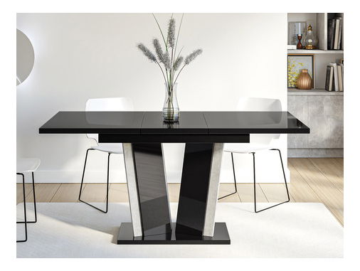 Rozkládací jídelní stůl Ledysa II (mramor bílý + lesk bílý) (pro 2-6 osob)