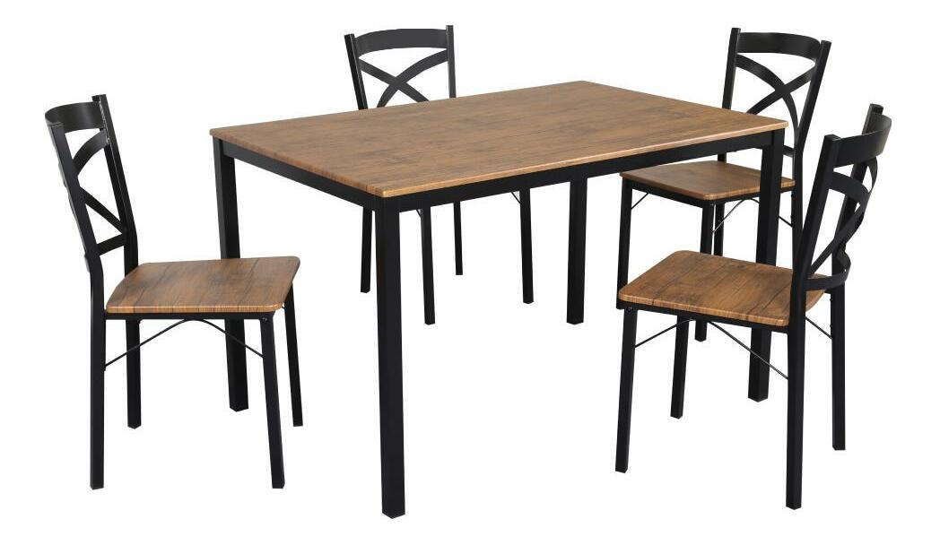 Jídelní set Hungrie (dub tmavý + černá) (pro 4 osoby)