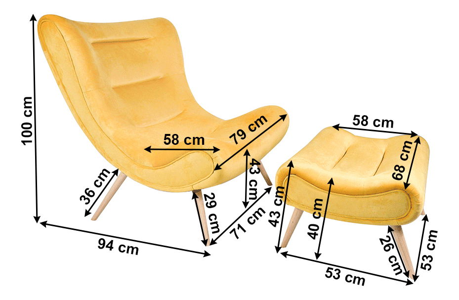 Křeslo Kam (žlutá)