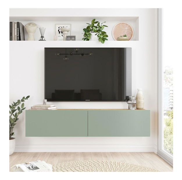 TV stolek/skříňka France 10 (borovice atlantická + zelená)