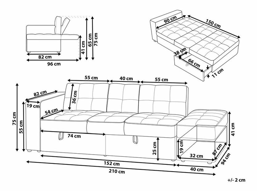 Pohovka trojsedačka Fabio (černá)