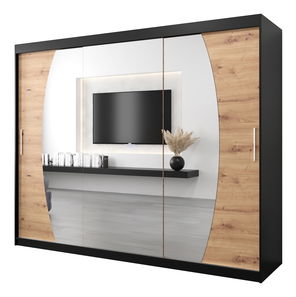 Šatní skříň 250 cm Eclipse (černá matná + dub artisan)