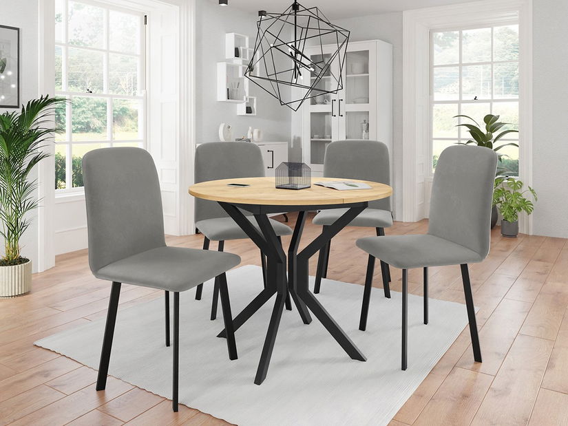 Rozkládací jídelní stůl 90 cm Kertare M 90 (dub craft zlatý + černá) (pro 2-4 osoby)