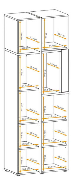 Vitrína Carlyn WSW (hikora jackson + černá) (s LED osvětlením)