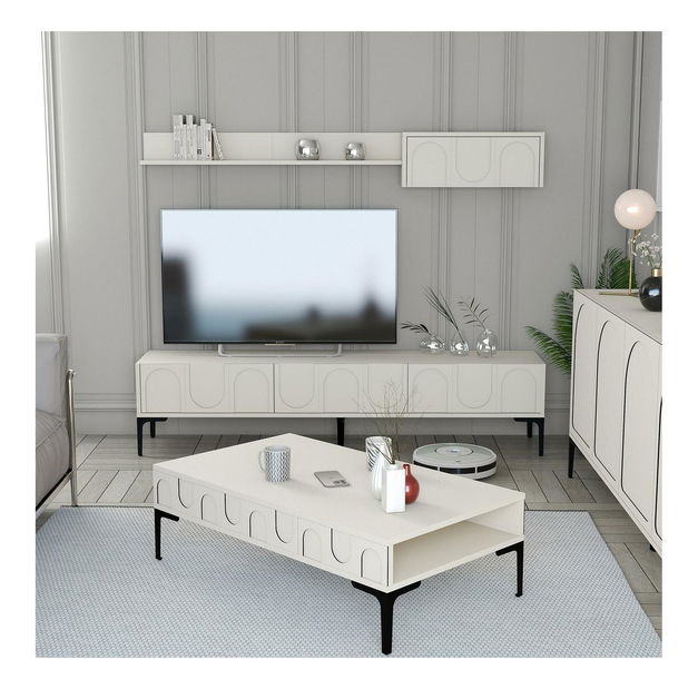 Sada nábytku do obývacího pokoje Lyantela (krémová + černá)