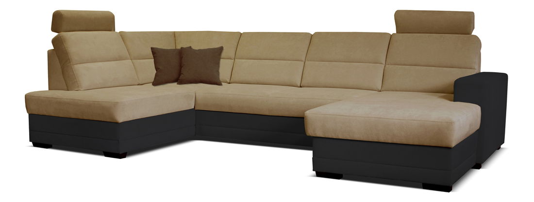 Rohová sedací souprava U Nelson LB+2+L (béžová + černá) (P)
