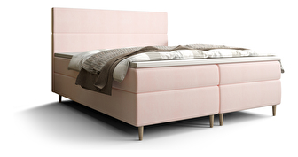Manželská postel Boxspring 180 cm Flu (světlorůžová) (s matrací a úložným prostorem)