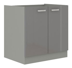 Dolní kuchyňská skříňka pod dřez Milo 80 ZL 2F BB (šedá + šedý lesk)