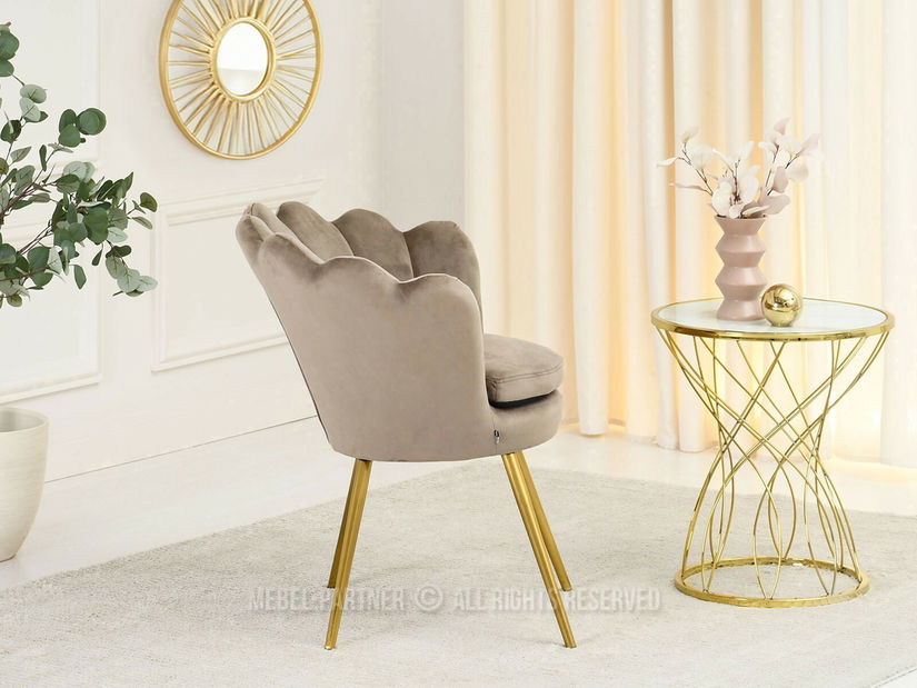 Relaxační křeslo Laziam (béžová + zlatá)