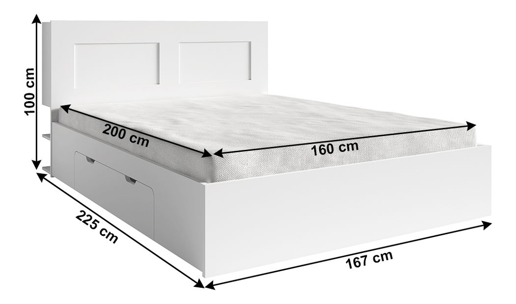 Manželská postel 160 cm Raloma (bílá) (s úl. prostorem)