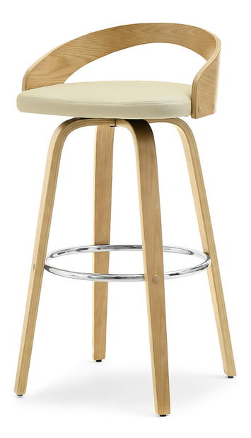 Barová židle CH38 (krémová + dub)