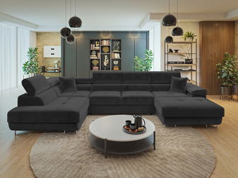 Rohová sedačka U Terazuro Bis (tmavě šedá) (s úl. prostorem) (L)