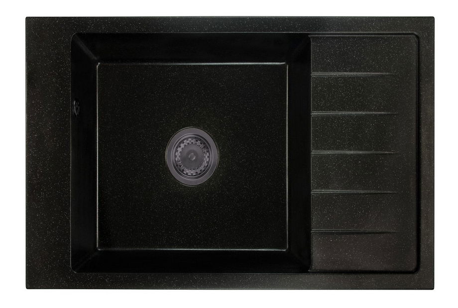 Kuchyňský dřez Lurano (černá + textura) (s 1 otvorem pro baterii) (P)