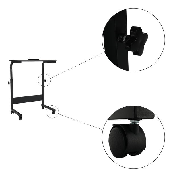 PC stůl s kolečky Jadar (černá)