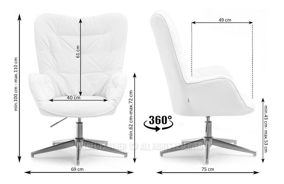 Relaxační křeslo Merindana (krémová + zlatá)