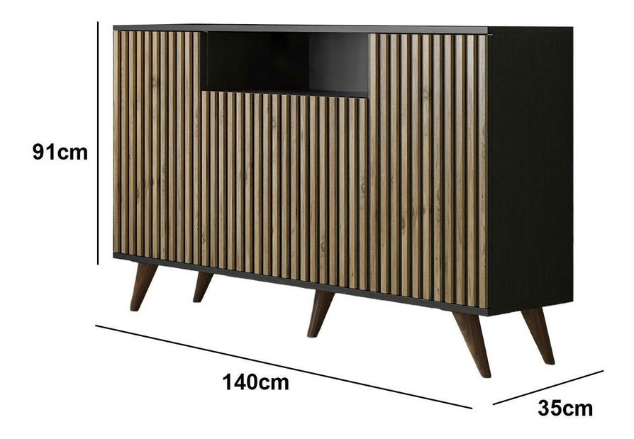 Skříňka Franc 65 (černé dřevo + borovice atlantická)