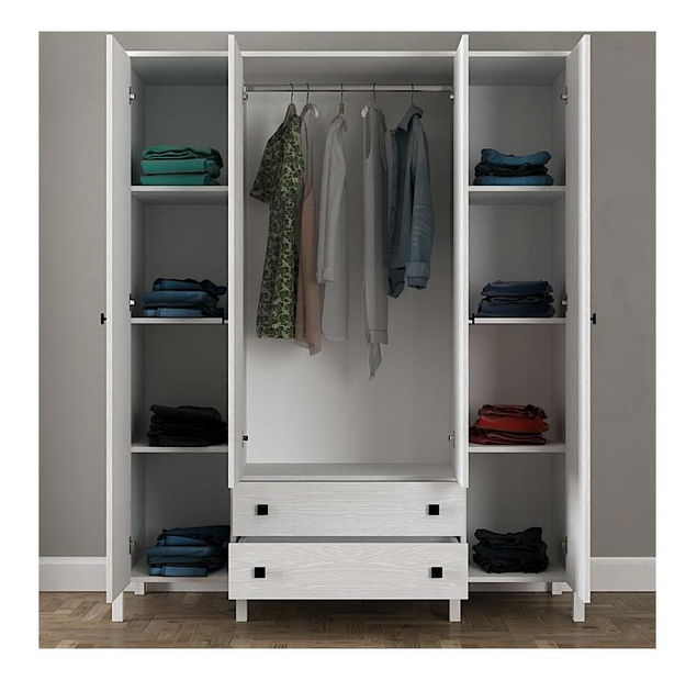 Šatní skříň Franc 74 (bílé dřevo)