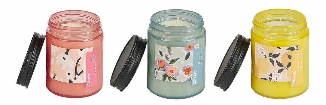 Sada 3 ks vonných svíček růže/hurmikaki/meduňka Baila (růžová)