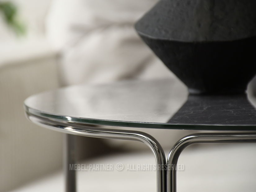 Konferenční stolek Belianni Zest (šedý mramor + nikl)