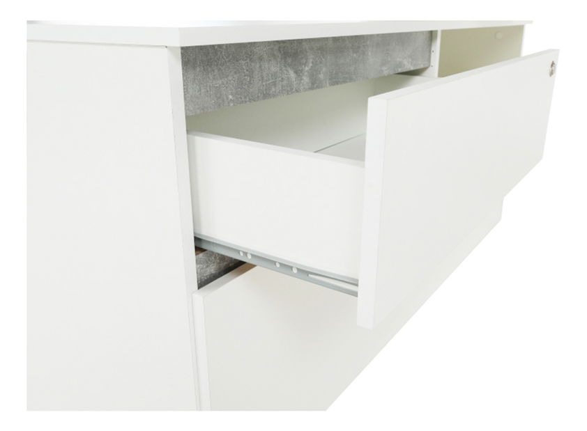 Rohový PC stolek Bill (bílá + beton)