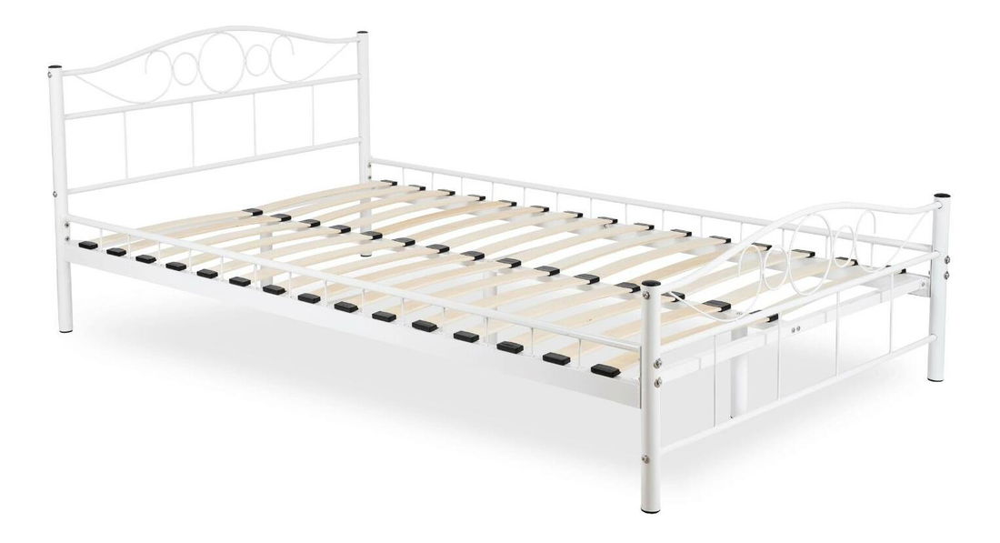 Kovová postel 120 cm Granjeros (bílá) (s roštem)