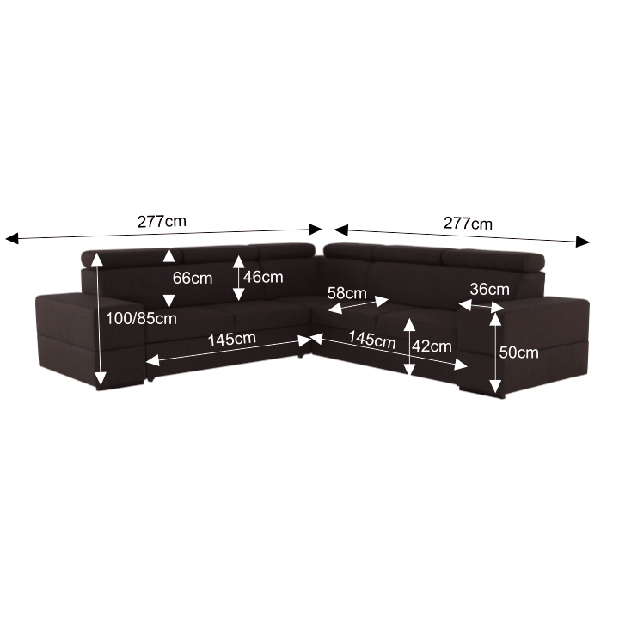 Rohová sedací souprava Mone (tmavohnědá) (L)