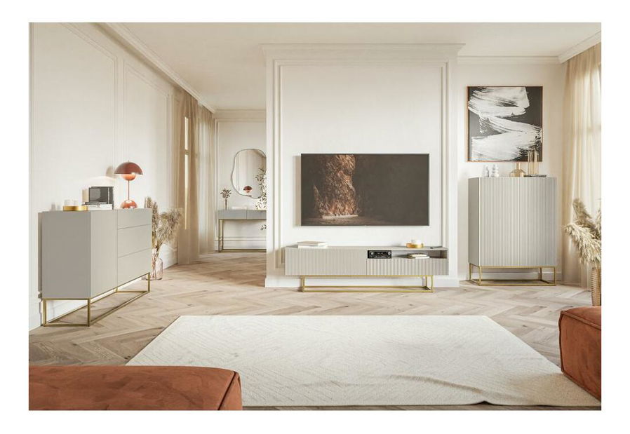 Toaletní stolek Vertigo V3 (šedobéžová + zlatá)