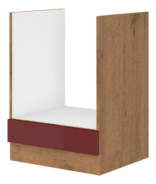 Dolní kuchyňská skříňka na rúru Virion 60 D GAZ BB (dub lancelot + bordó)