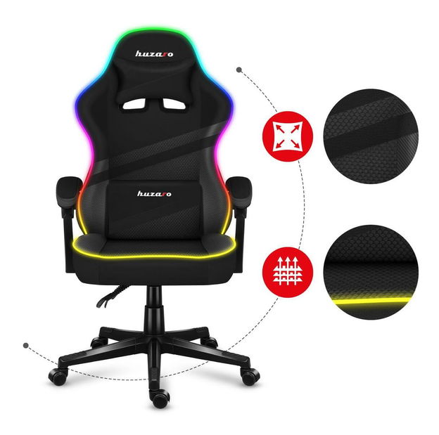 Herní křeslo Fusion 4.4 (černá + vícebarevná) (s LED osvětlením)