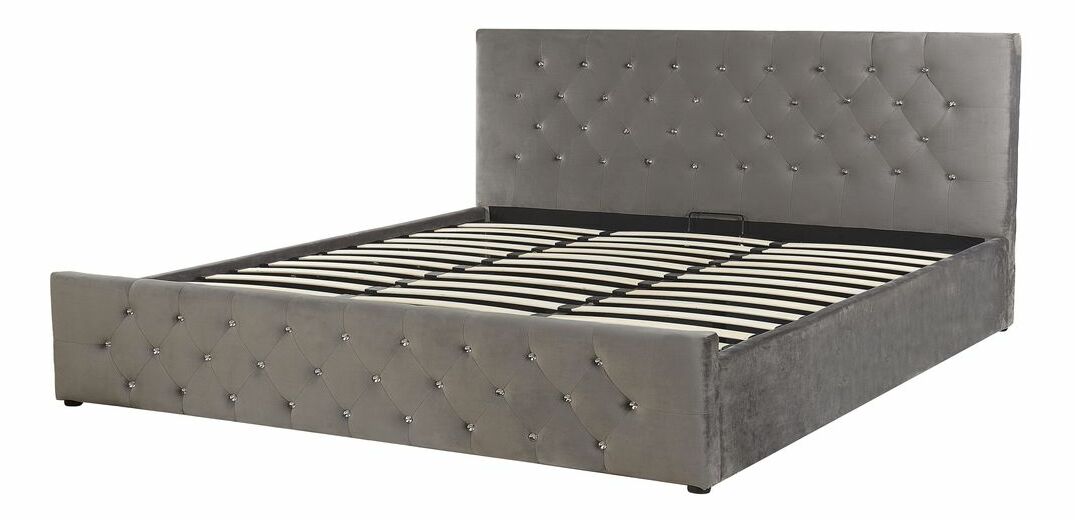 Manželská postel 180 cm AMESIA (šedá) (s roštem a úl. prostorem)