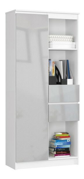 Regál Rizwan (bílá + metalický lesk)