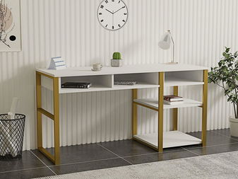 PC stolek Emiro (bílá + zlatá)