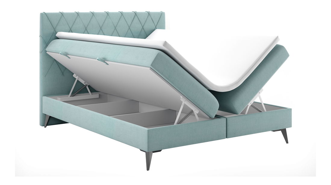 Boxspring postel 140 cm Miror (mentolová) (s úložným prostorem)