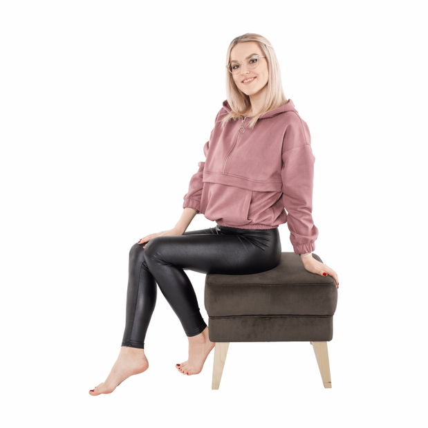 Taburet Royse Paros 04 (šedohnědá taupe + buk)