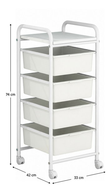 Pojízdný regál Sufe (bílá)
