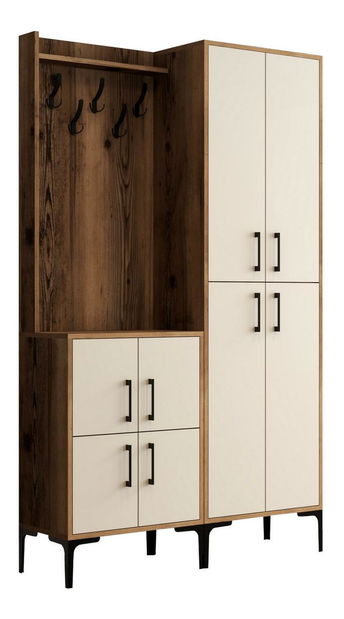 Předsíňová stěna Betina BA (ořech + krémová)