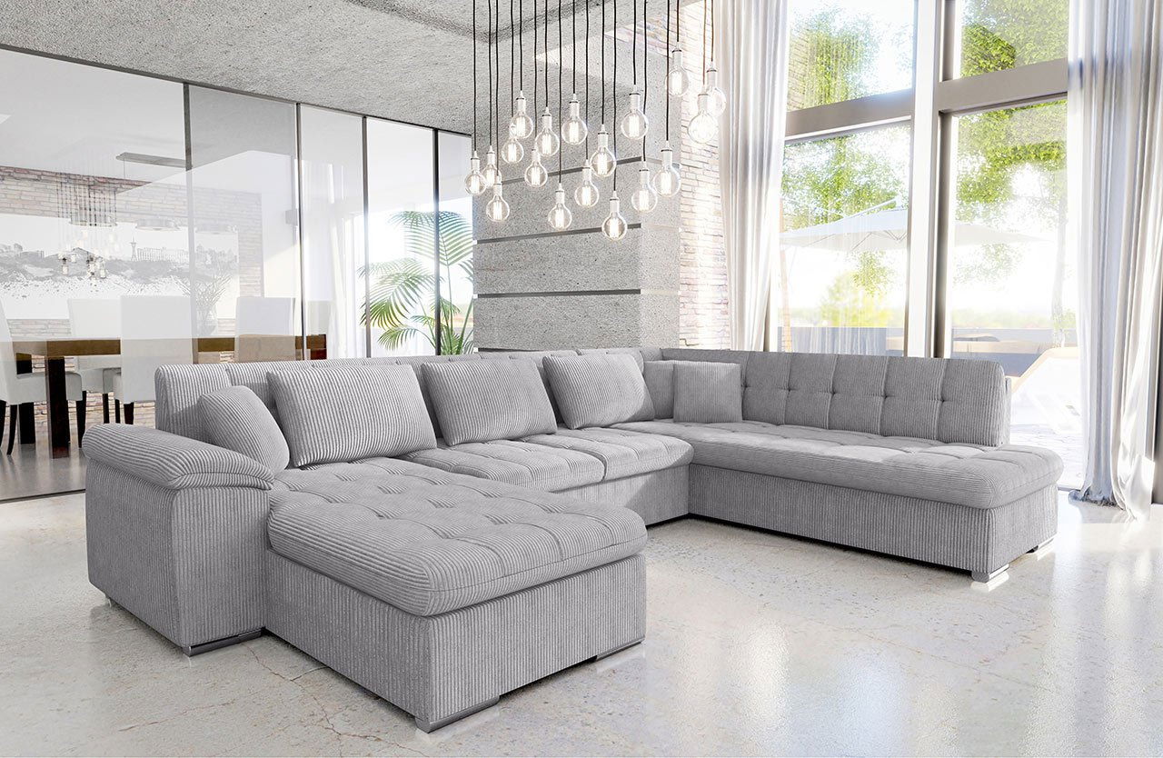 Rohová sedací souprava U Talia (světle šedá)
