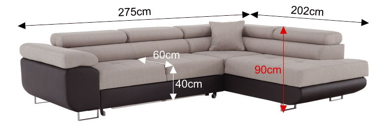 Rohová sedací souprava Afton (hnědá + béžová) (P)