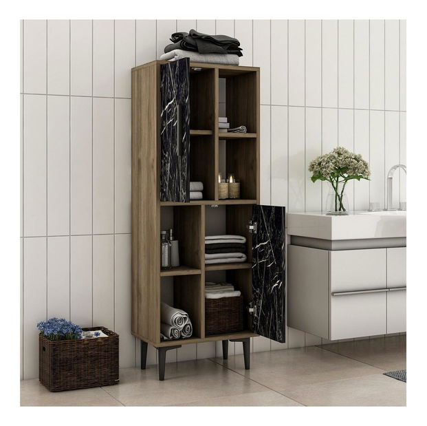 Regál Lonadi (ořech + mramor černý)