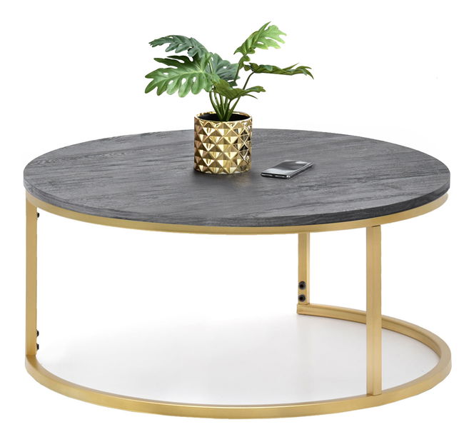 Konferenční stolek Kolja Stolek Xl (dub šedý + zlatá)