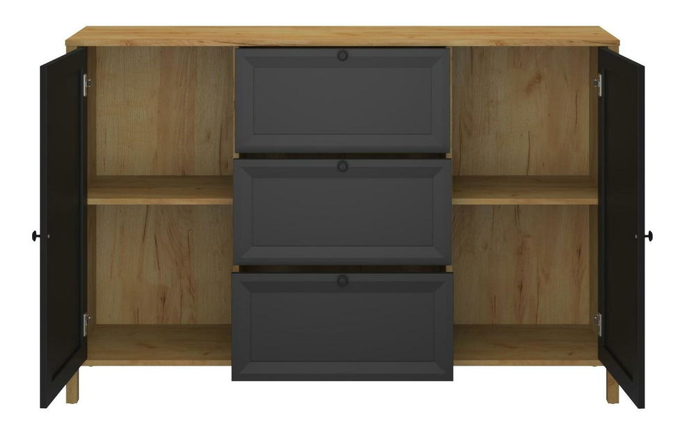 Komoda Bruselas 2 (dub craft zlatý + černá)